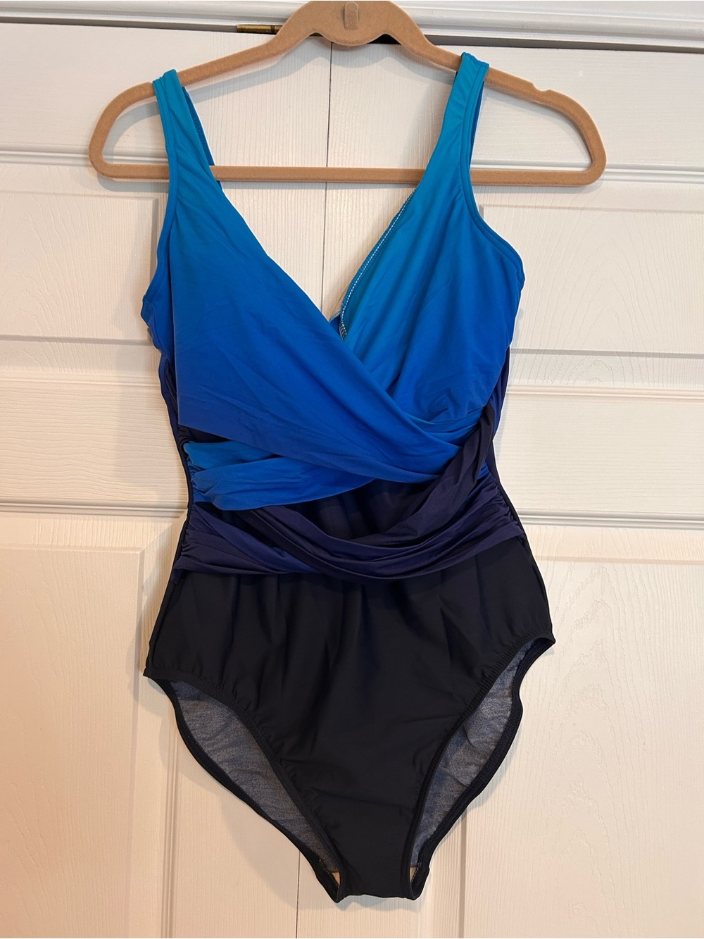 Lands' End Blue and Black One-Piece Swimsuit
